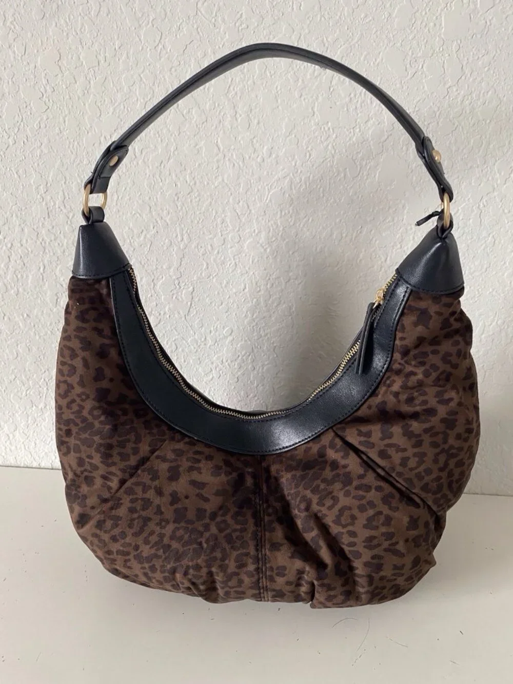 Juicy Couture Retro Glam Hobo Coho Handbag in Chocolate Leopard Animal Print NEW